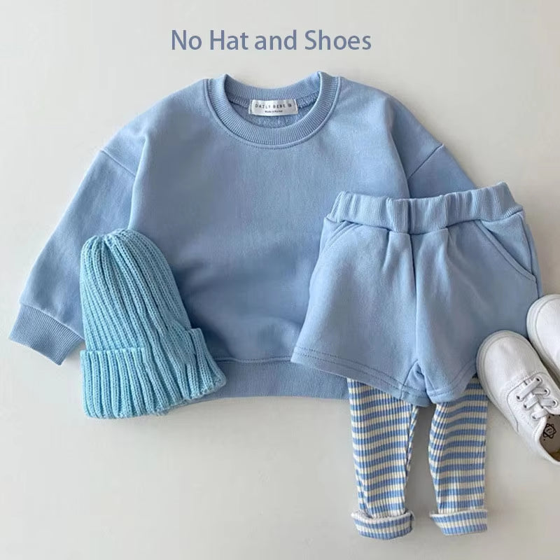 Baby Clothes Set Solid Hoodies and Pants 2 Pcs Boys Suit Casual Infant Sweatshirts Set