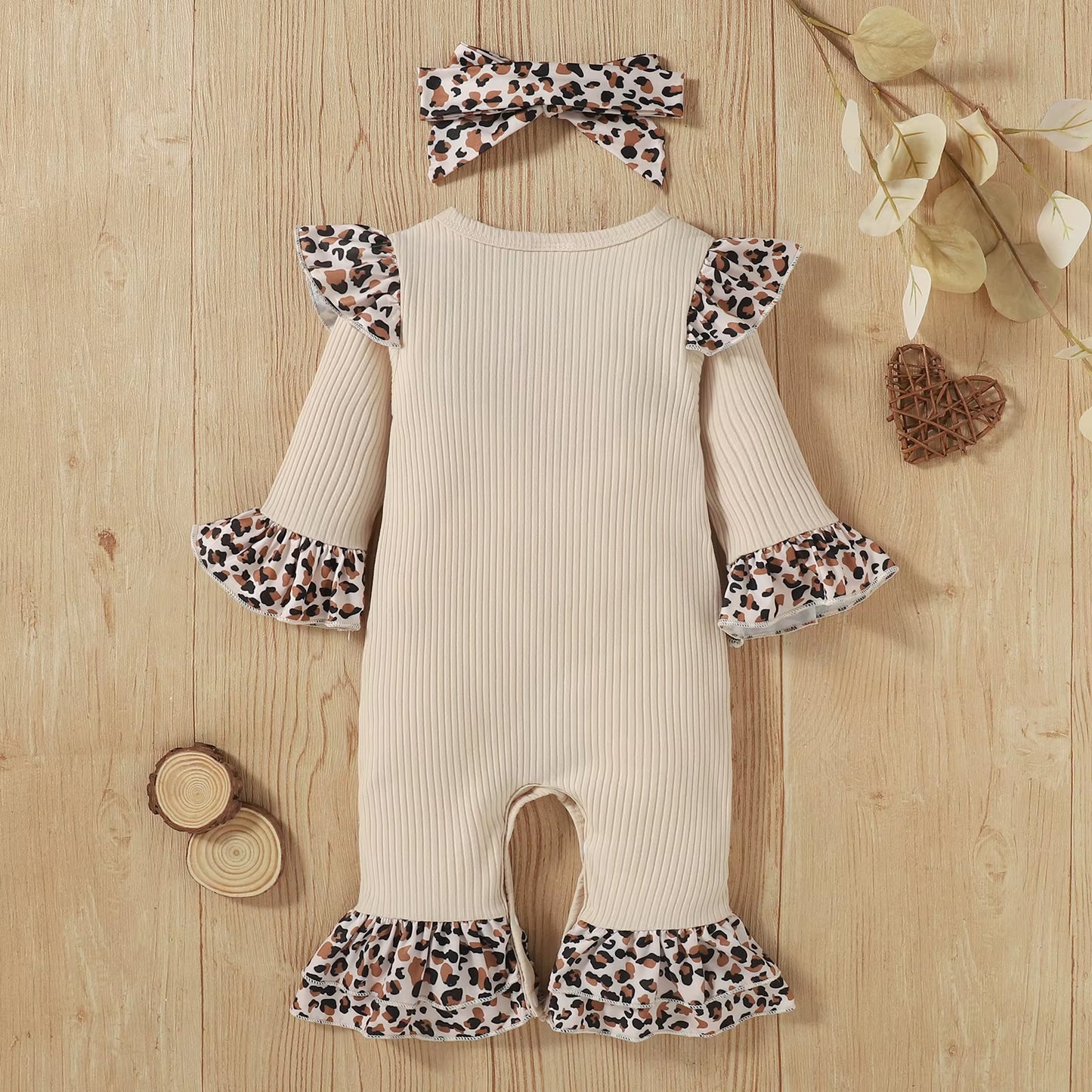 Christmas Newborn Baby Girl Rompers Long Sleeve Christmas Tree Leopard Print Jumpsuit Infant Baby Clothing Toddler Outfits