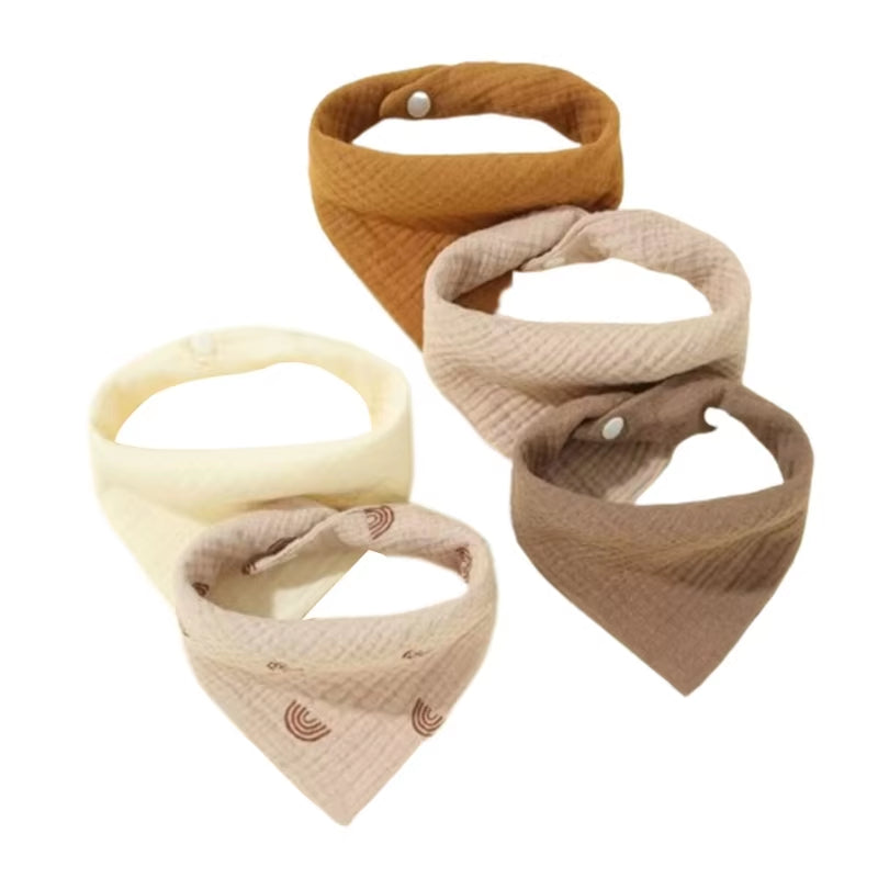 5/Pcs Feeding Drool Bibs Cotton Accessories Newborn Solid Color Snap Button Soft Towel Baby Bibs