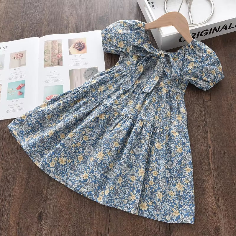 Girls Floral Dresses 2023 New Fashion Sweet Kids Flowers Costumes Children Sleeveless Vestidos Toddler Baby Clothing