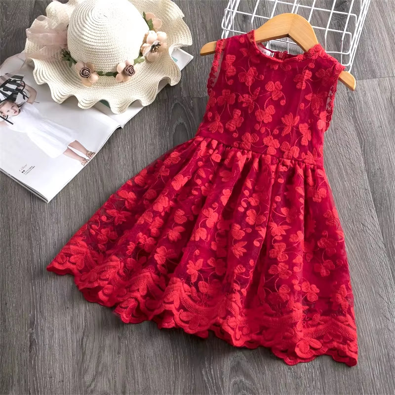 2023 Summer Girl Clothes Kids Dresses for Girls Lace Flower Dress Baby Girl Party Wedding Dress Children Girl Princess Costume