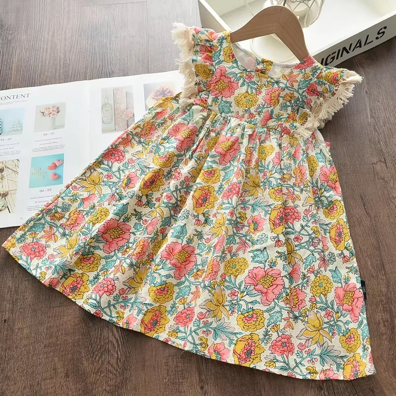 Girls Colorful Dress New Summer Party Dresses Kids Rainbow Mesh Costumes Cute Vestidos Outfits Children Clothing