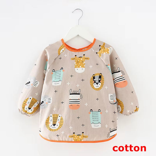 Baby Items Baby Bibs Cotton Waterproof Infant Bib Full Sleeve Gown Children Long Sleeve Apron Coverall Feeding Drawing Bibs