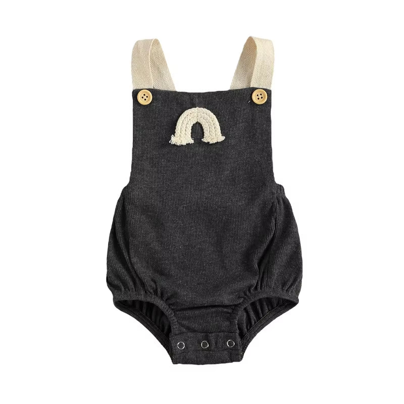 Kids Baby Boys Romper Summer Newborn Baby Girls Sleeveless Rainbow Print Knitted Rompers One-Pieces Suspender Jumpsuits Outfits