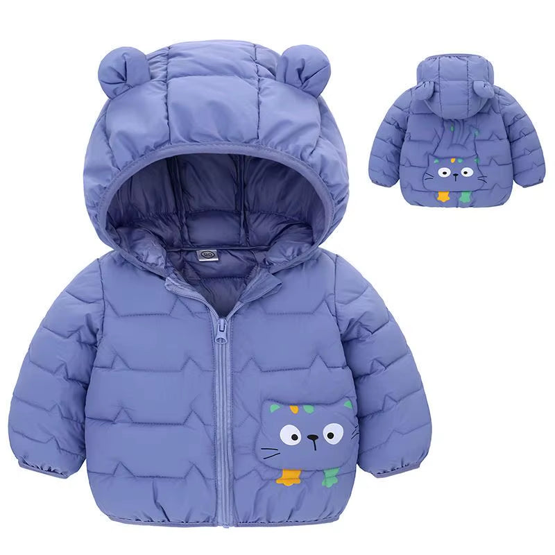 2021 Winter Boys Warm down Jackets Autumn Fashion Baby Girls Cute Cartoon Zipper Jacket Hooded Outerwear Children Coats Jackets