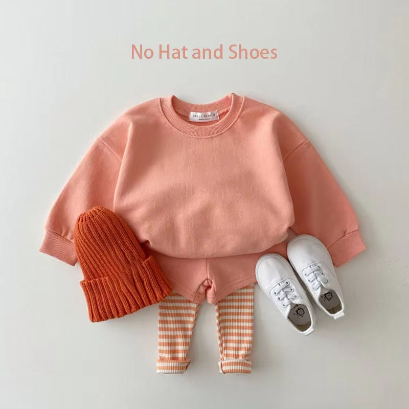 Baby Clothes Set Solid Hoodies and Pants 2 Pcs Boys Suit Casual Infant Sweatshirts Set