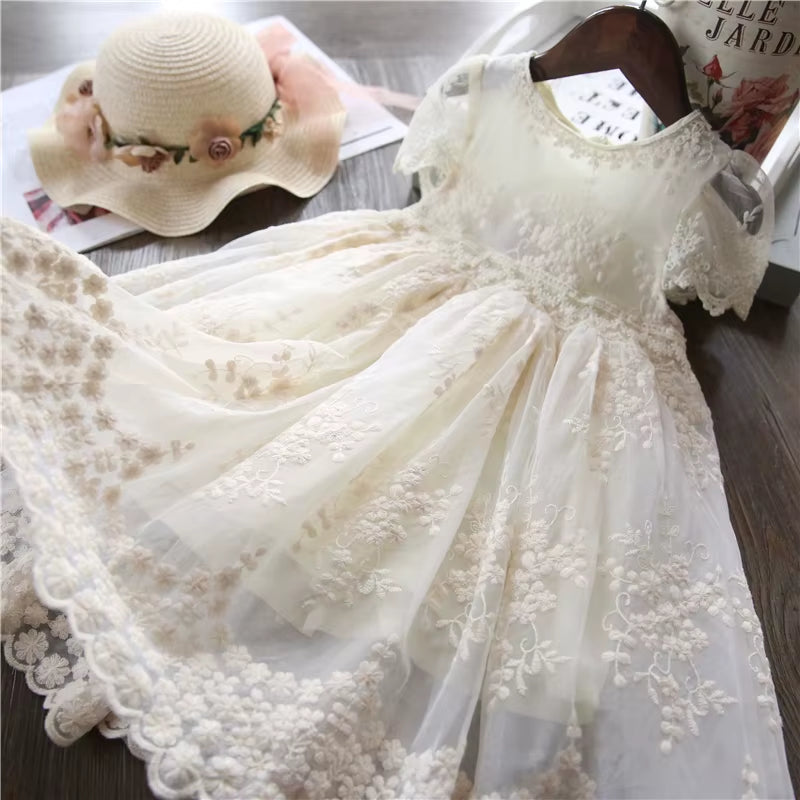 2023 Summer Girl Clothes Kids Dresses for Girls Lace Flower Dress Baby Girl Party Wedding Dress Children Girl Princess Costume