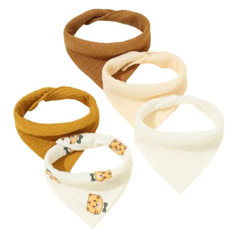 5/Pcs Feeding Drool Bibs Cotton Accessories Newborn Solid Color Snap Button Soft Towel Baby Bibs