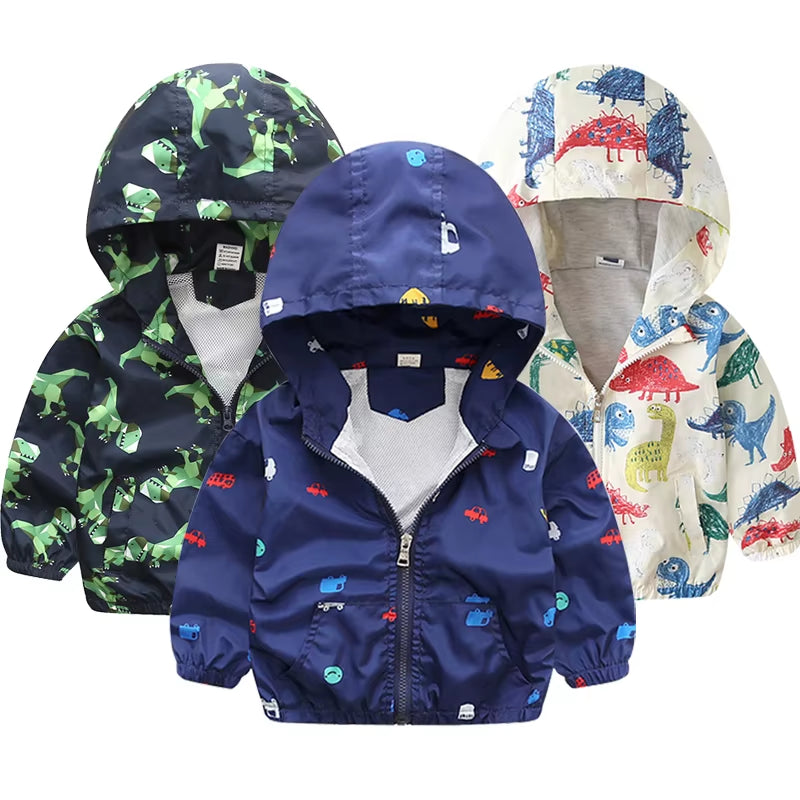 Children Jackets Autumn Spring Kids Outerwear Coats Cute Dinosaur Cartoon Jackets for Boys Baby Boys Girls Windbreaker 1-7T