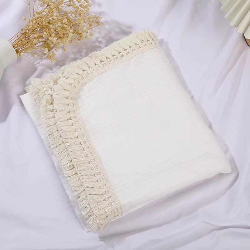 Cute Bear Muslin Squares Cotton Baby Blanket for Newborn Plaid Infant Swaddle Blanket Babies Accessories Bed Summer Comforter