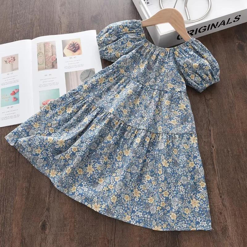 Girls Floral Dresses 2023 New Fashion Sweet Kids Flowers Costumes Children Sleeveless Vestidos Toddler Baby Clothing