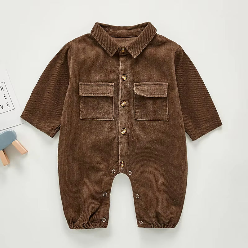 New Newborn Boys Girls Corduroy Jumpsuits Clothes Spring Autumn Baby Boys Girls Rompers Long Sleeve Children Rompers 0-3Yrs