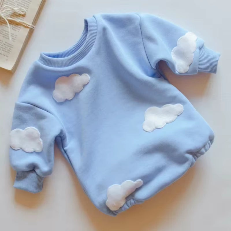 INS 2023 Spring Baby Clothes Cloud Sweatshirt Romper Baby Girl Boys Cotton Bodysuit Clothes Newborn 0 to 12 Months 24M Outerwear