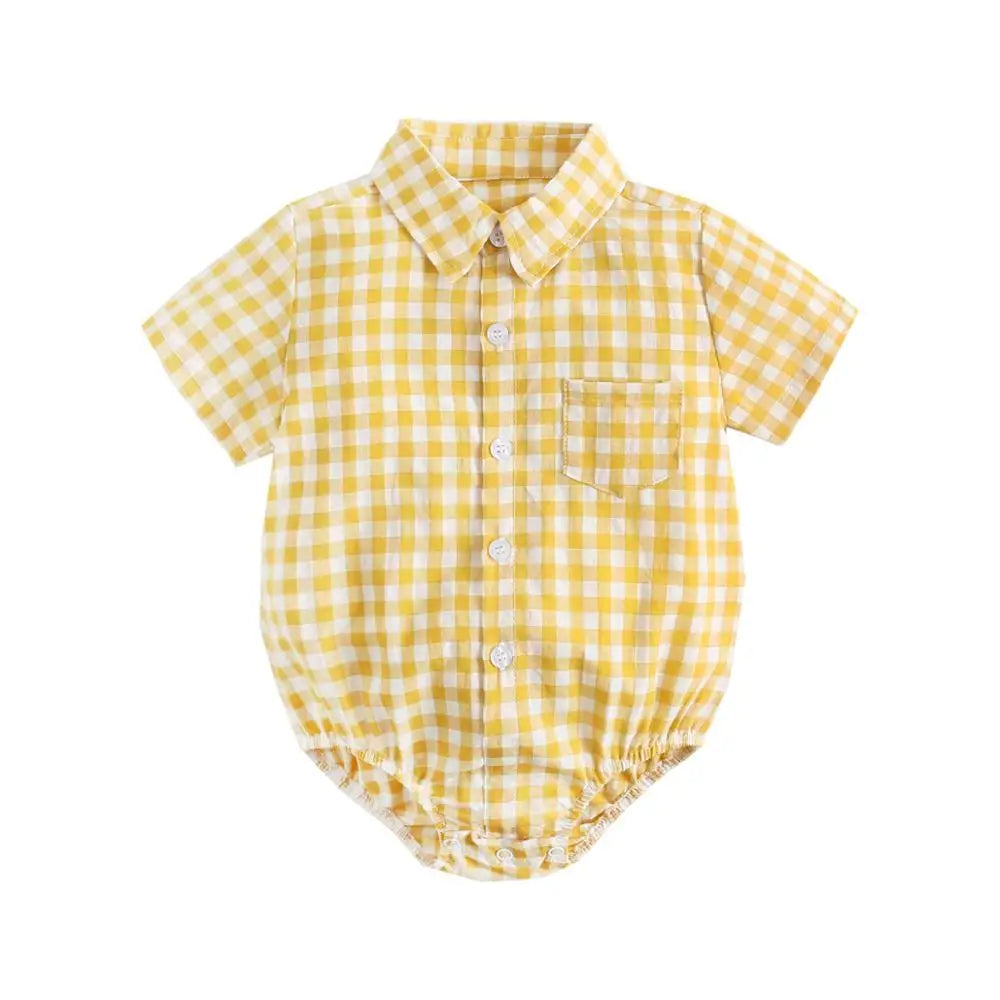 Cotton Baby Boys Bodysuits Fashion Newborn Clothes for Baby Boy Short Sleeve Summer Baby Clothing Plaid