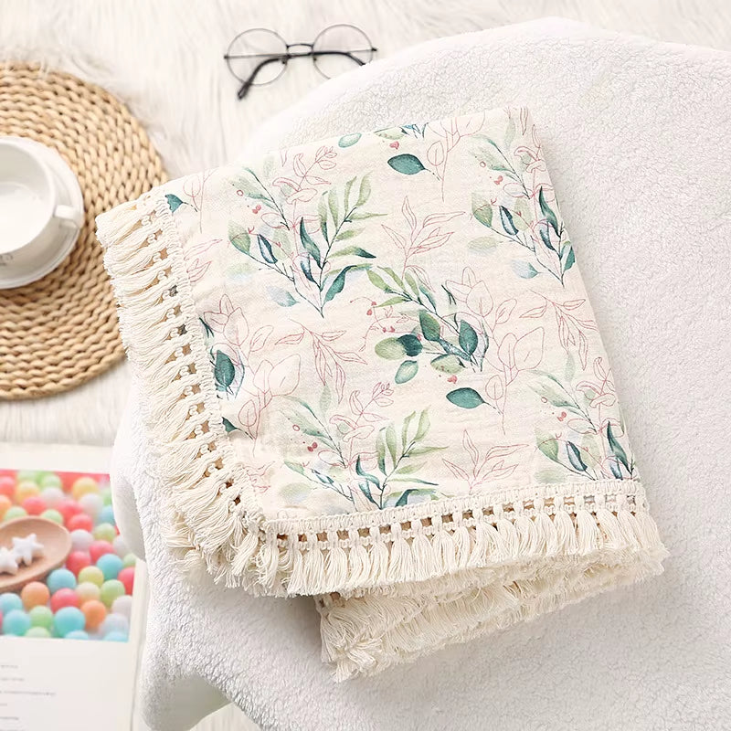 Cute Bear Muslin Squares Cotton Baby Blanket for Newborn Plaid Infant Swaddle Blanket Babies Accessories Bed Summer Comforter