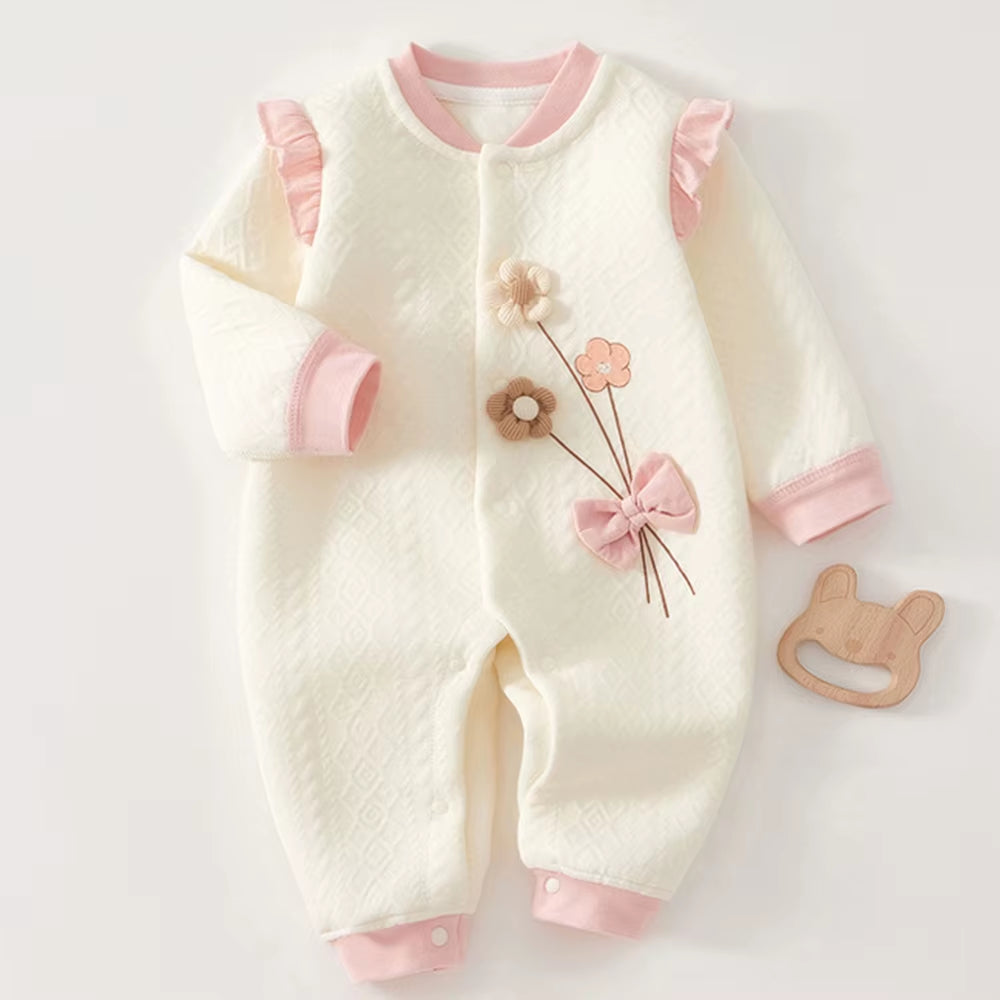 Baby Girl Romper Long Sleeve Cotton Autumn Winter Warm Newborn Clothes Princess First Birthday Baby Jumpsuit High Quality