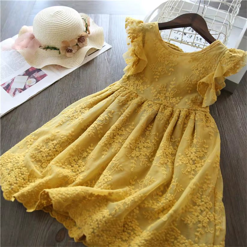 2023 Summer Girl Clothes Kids Dresses for Girls Lace Flower Dress Baby Girl Party Wedding Dress Children Girl Princess Costume