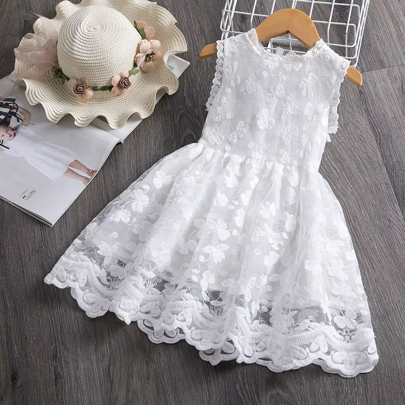 2023 Summer Girl Clothes Kids Dresses for Girls Lace Flower Dress Baby Girl Party Wedding Dress Children Girl Princess Costume