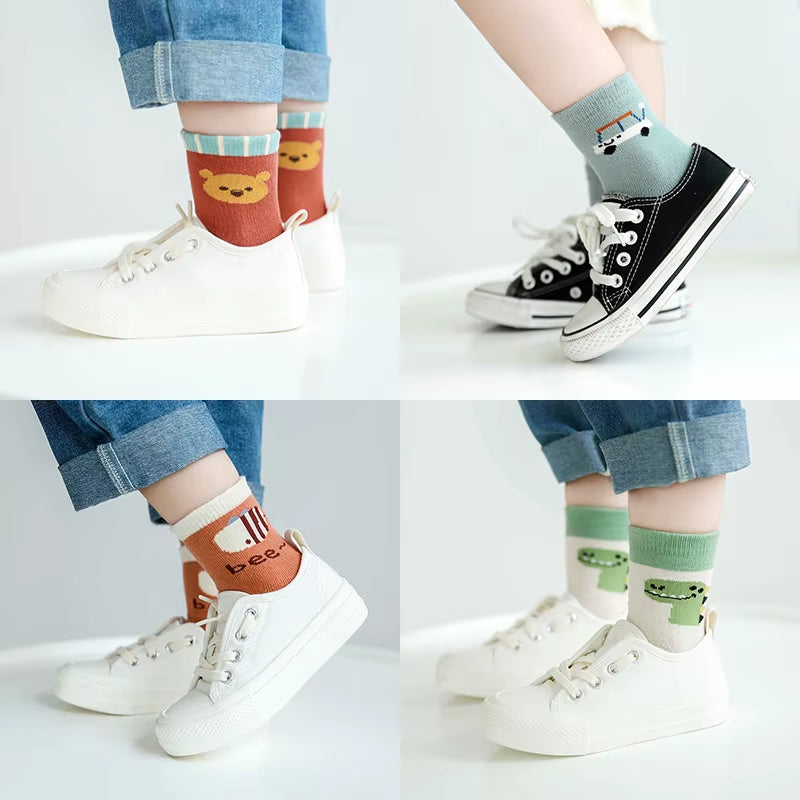 5Pairs/Lot Infant Baby Socks Autumn Winter Cotton Socks Lovely Girls Cute Cartoon Flowers Boys Socks Baby Clothes Accessories