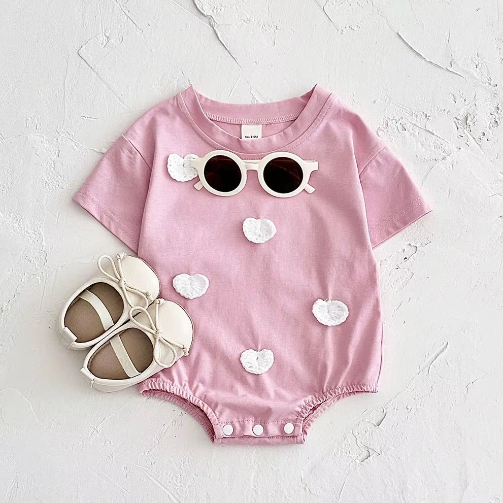 Ins Newborn Baby Girls Summer Rompers Boys Short Sleeved Triangle Jumpsuit Cute Clouds Toddler Bodysuit 0-18 Months