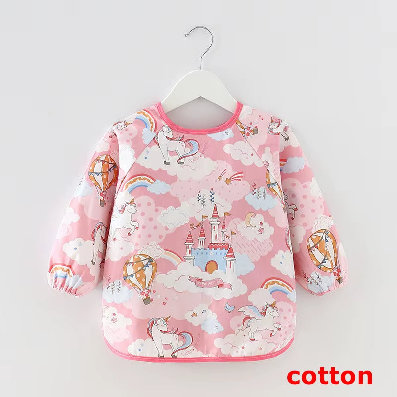 Baby Items Baby Bibs Cotton Waterproof Infant Bib Full Sleeve Gown Children Long Sleeve Apron Coverall Feeding Drawing Bibs