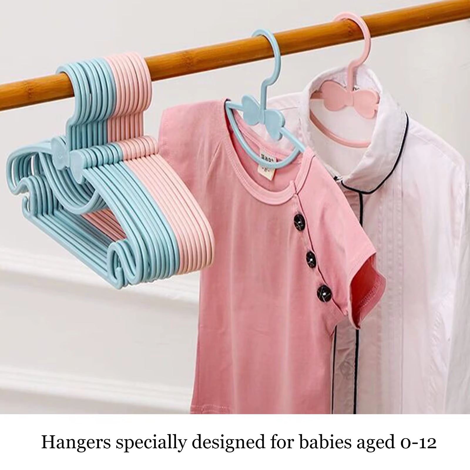 10Pcs Baby Hangers, Non-Slip Kids Baby Clothes Hangers Infant Pants Hangers for Boys Childrens Newborn Organizer