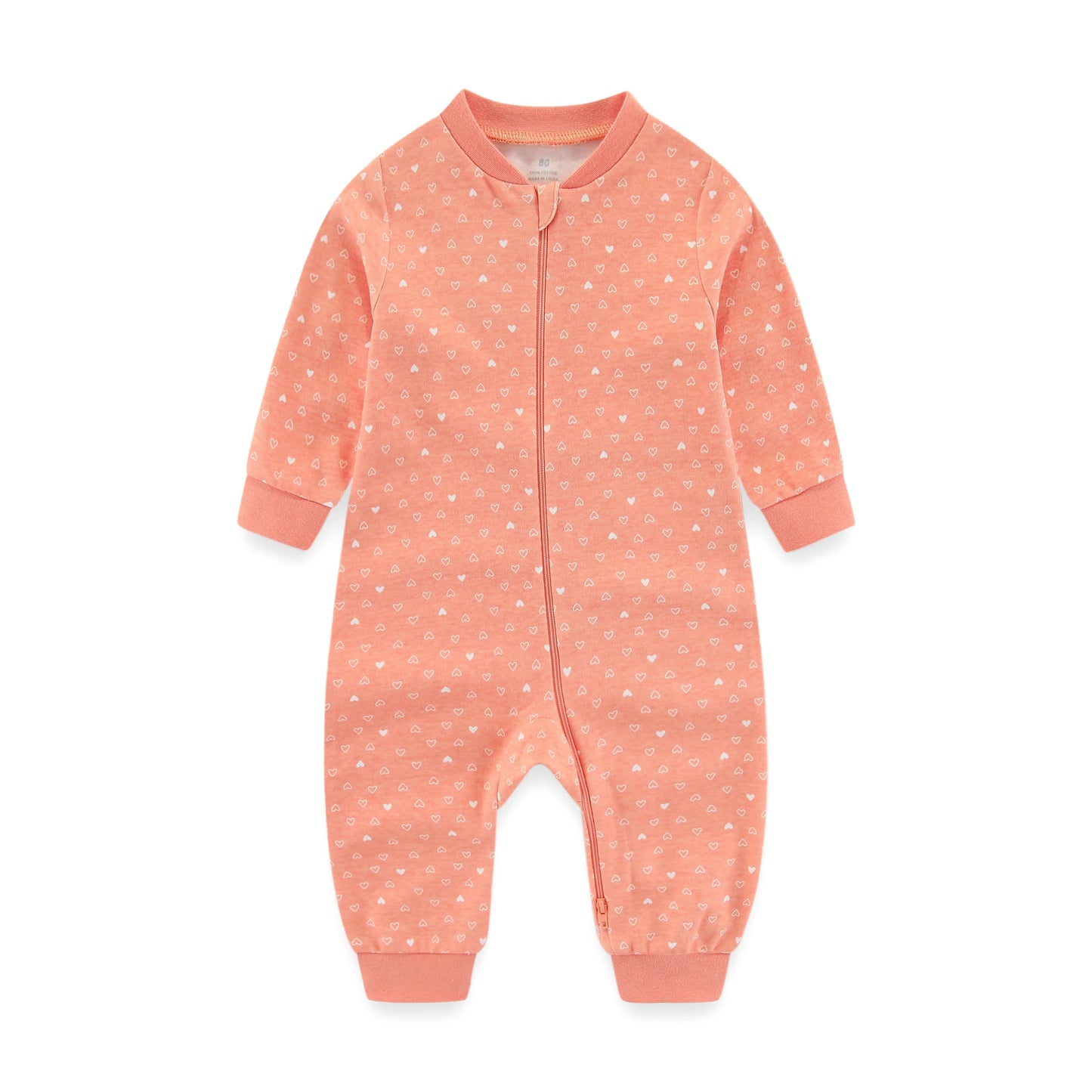 Newborn Baby 2-Way Zipper Romper Cotton One-Piece Jumsuit 0-24 Months Long Sleeve Newborn Baby Pajamas Comfortable Breathable