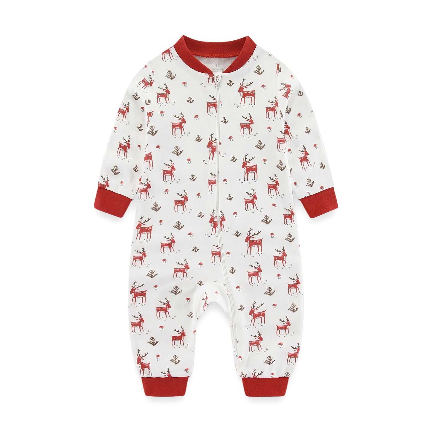 Newborn Baby 2-Way Zipper Romper Cotton One-Piece Jumsuit 0-24 Months Long Sleeve Newborn Baby Pajamas Comfortable Breathable