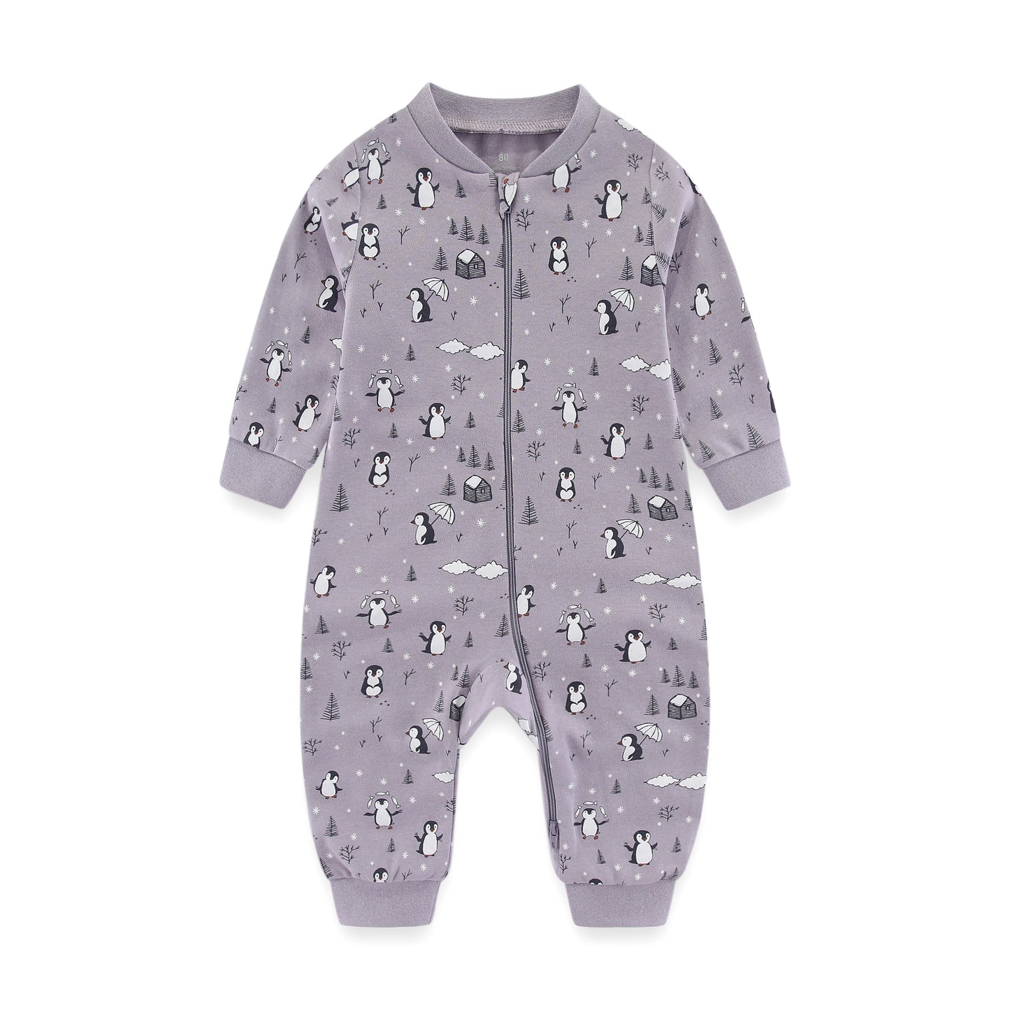 Newborn Baby 2-Way Zipper Romper Cotton One-Piece Jumsuit 0-24 Months Long Sleeve Newborn Baby Pajamas Comfortable Breathable