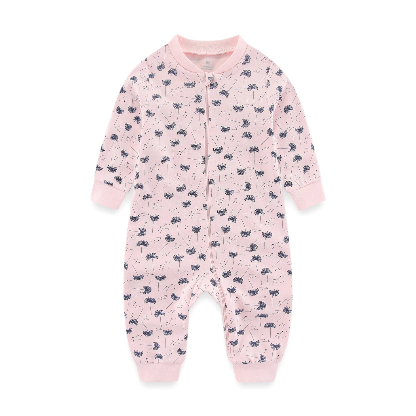 Newborn Baby 2-Way Zipper Romper Cotton One-Piece Jumsuit 0-24 Months Long Sleeve Newborn Baby Pajamas Comfortable Breathable