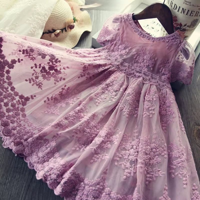 2023 Summer Girl Clothes Kids Dresses for Girls Lace Flower Dress Baby Girl Party Wedding Dress Children Girl Princess Costume