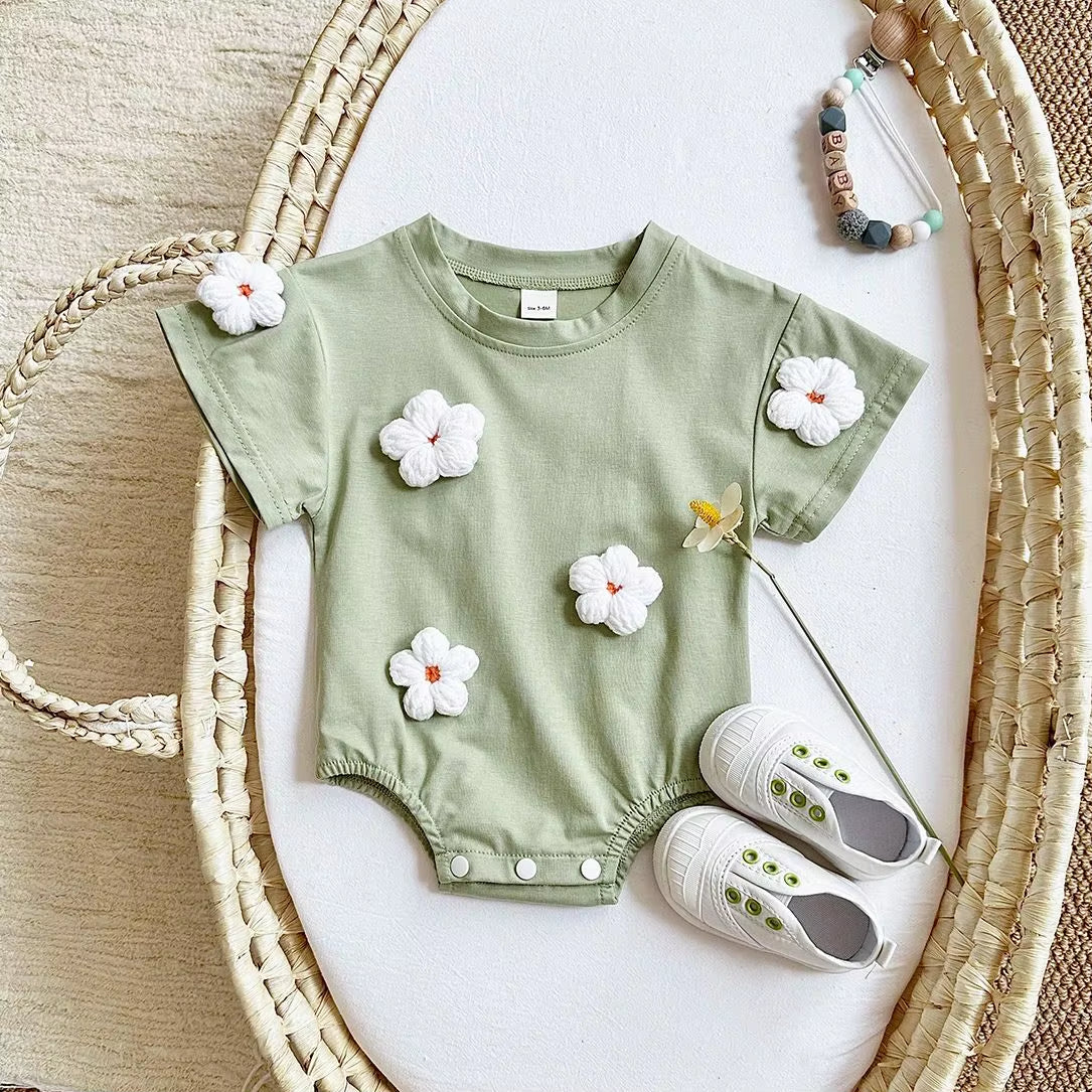 Ins Newborn Baby Girls Summer Rompers Boys Short Sleeved Triangle Jumpsuit Cute Clouds Toddler Bodysuit 0-18 Months