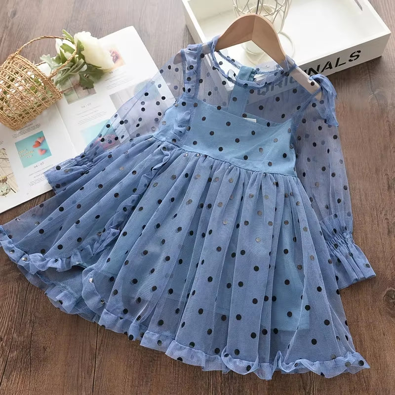 Girls Colorful Dress New Summer Party Dresses Kids Rainbow Mesh Costumes Cute Vestidos Outfits Children Clothing