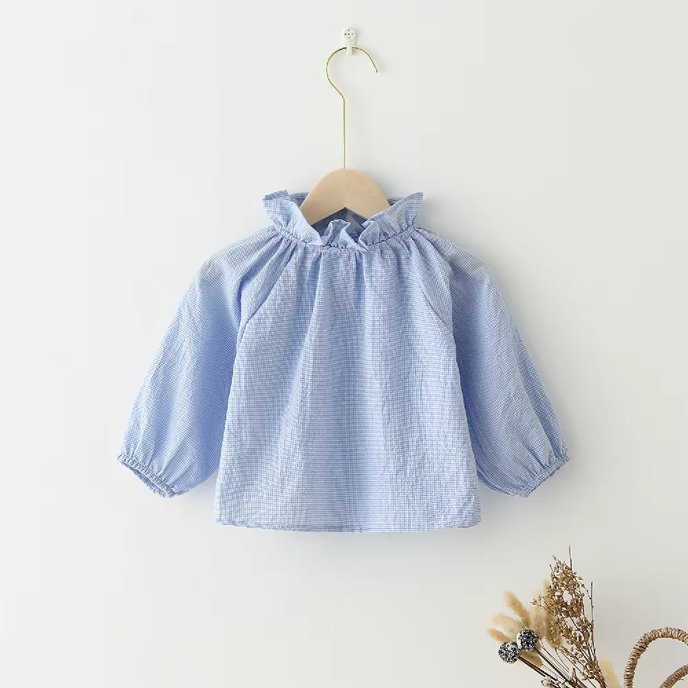 Flower Kids Baby Girls Blouse Shirt Spring Autumn Fashion Girls Floral Shirt Long Sleeve Blue Flower Printed Girls Blouse Shirt