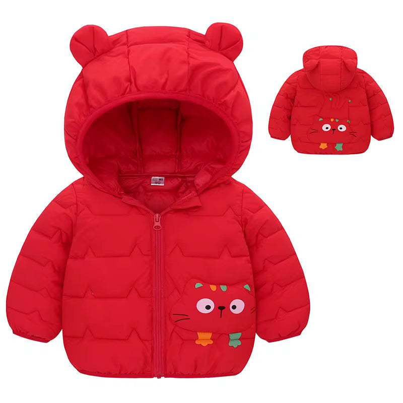 2021 Winter Boys Warm down Jackets Autumn Fashion Baby Girls Cute Cartoon Zipper Jacket Hooded Outerwear Children Coats Jackets