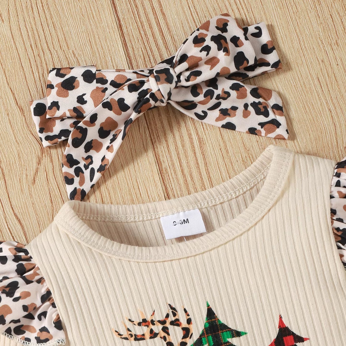 Christmas Newborn Baby Girl Rompers Long Sleeve Christmas Tree Leopard Print Jumpsuit Infant Baby Clothing Toddler Outfits