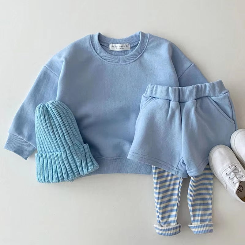 Baby Clothes Set Solid Hoodies and Pants 2 Pcs Boys Suit Casual Infant Sweatshirts Set