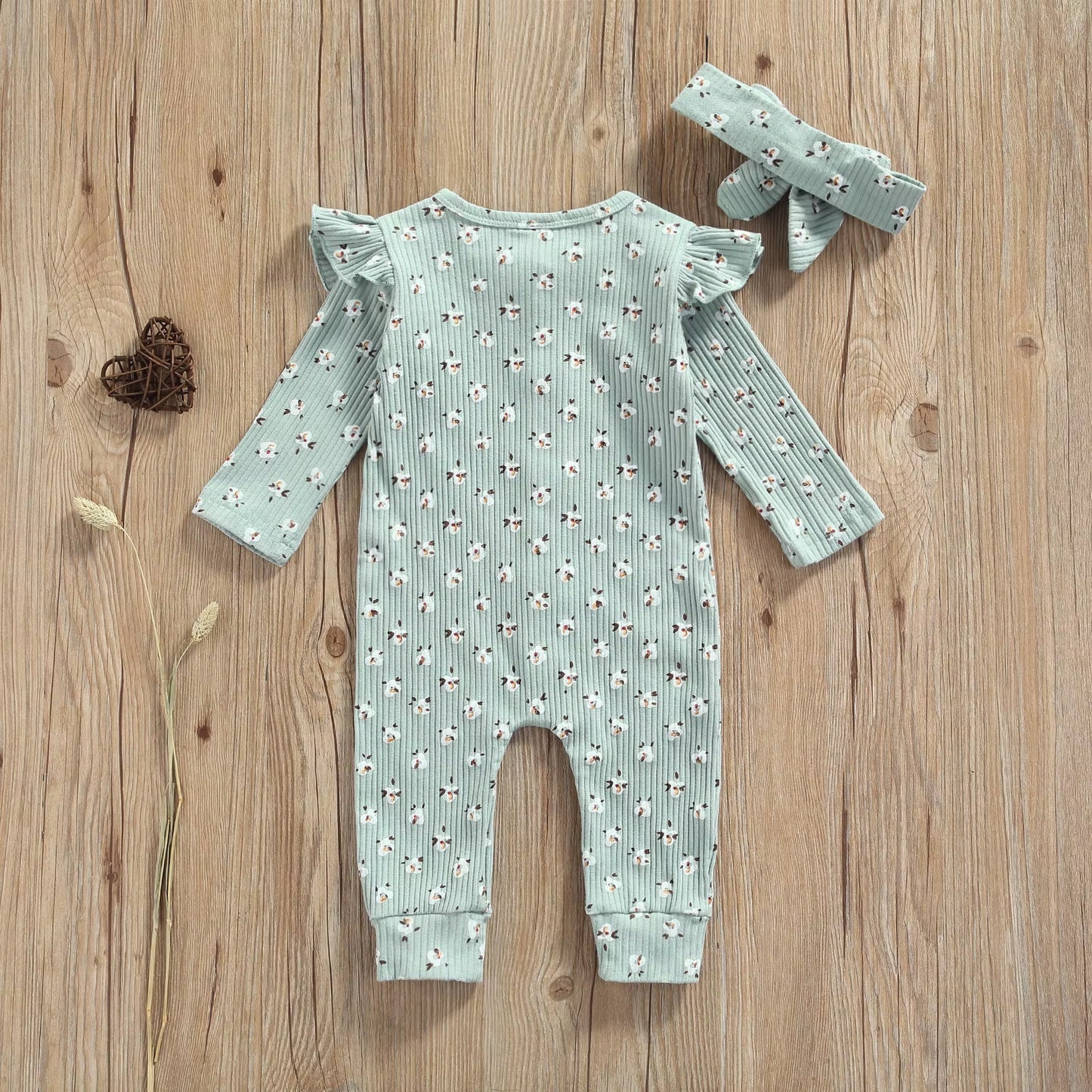 Infant Baby Girls Casual Long Sleeve Jumpsuit Fashion Printing Single-Breasted round Neck Long Romper