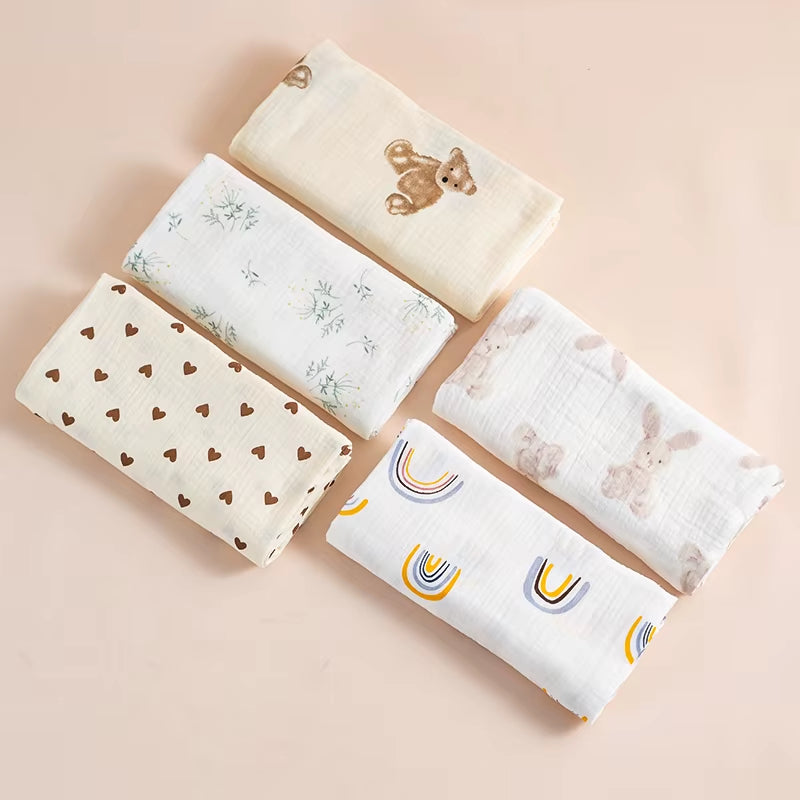 Ins Baby Blanket Muslin Swaddle 2 Layer Cotton Receive Blankets for Newborn Bath Towel Summer Bedding Baby Items Mother Kids