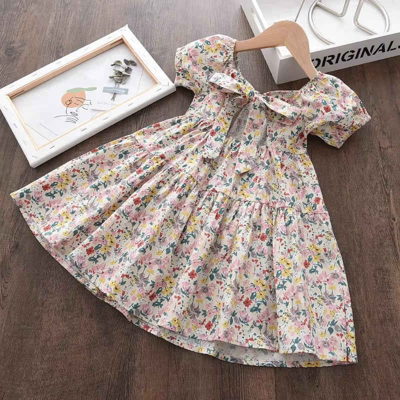 Girls Floral Dresses 2023 New Fashion Sweet Kids Flowers Costumes Children Sleeveless Vestidos Toddler Baby Clothing