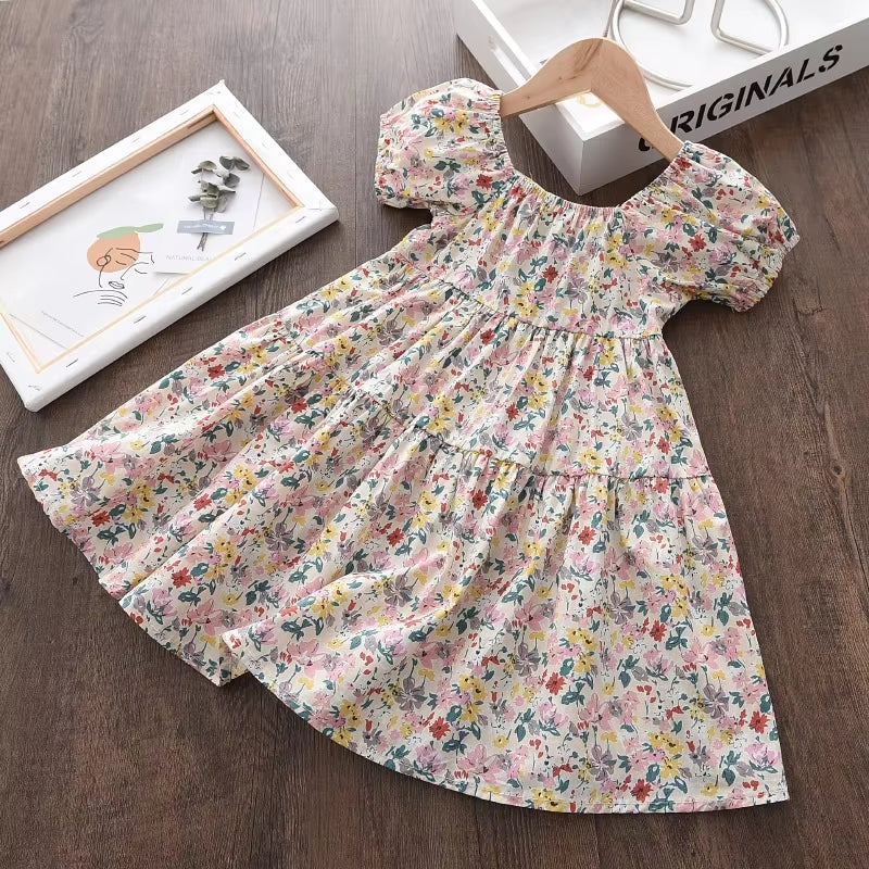 Girls Floral Dresses 2023 New Fashion Sweet Kids Flowers Costumes Children Sleeveless Vestidos Toddler Baby Clothing