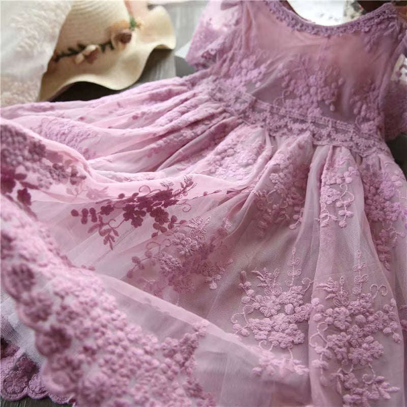 2023 Summer Girl Clothes Kids Dresses for Girls Lace Flower Dress Baby Girl Party Wedding Dress Children Girl Princess Costume