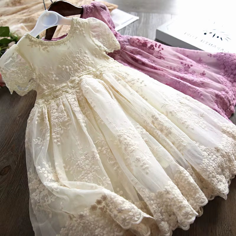 2023 Summer Girl Clothes Kids Dresses for Girls Lace Flower Dress Baby Girl Party Wedding Dress Children Girl Princess Costume